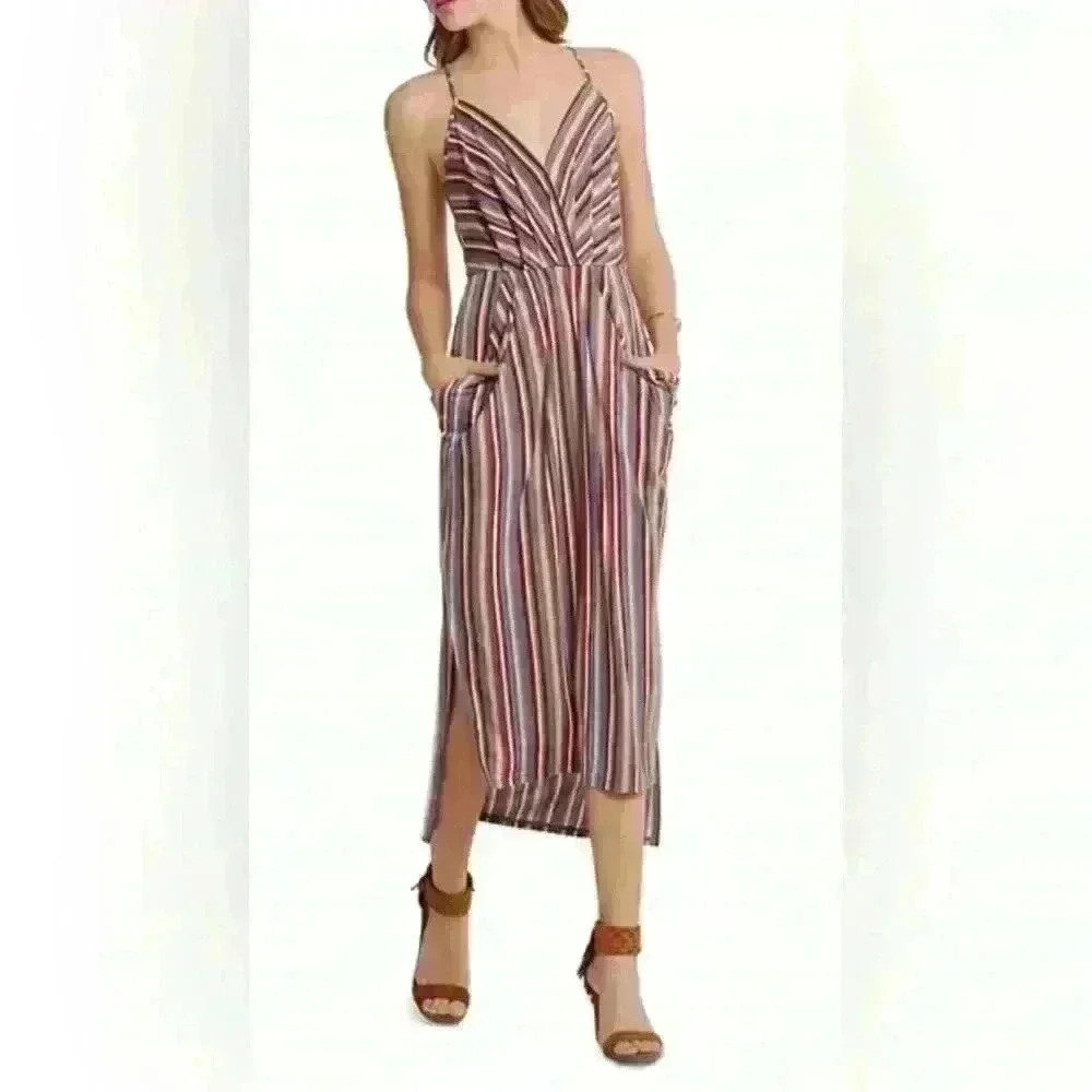 BCBGeneration Striped Midi Dress-Size S